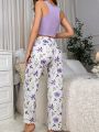 Floral Print Bow Front PJ Set