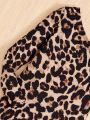 SHEIN Kids SUNSHNE Tween Girl Leopard Print One Shoulder Dress