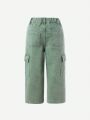 Little Girls' Vintage Casual Cool Street Style Loose & Comfortable Straight Jeans With Multiple Pockets