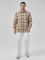 SHEIN Extended Sizes Men Plus Plaid Print Shirt