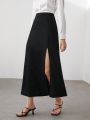 SHEIN BIZwear Women'S High Slit Hem Midi Skirt