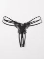 Plus Butterfly Design Crotchless Thong