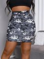 SHEIN SXY Plus Size Camouflage Pencil Skirt