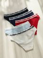 5pack Letter Graphic Tape Waist Contrast Binding Brief