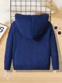 SHEIN Toddler Boys' Casual Slim Fit Long Sleeve Hooded Sweater Cardigan