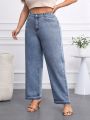 SHEIN Privé Women's Plus Size Tapered Jeans Without Stretch