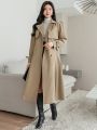 DAZY Ladies' Turn-Down Collar Belted Trench Coat