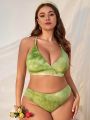 SHEIN Swim SXY Plus Size Tie Dye Rash Guard Swimsuit Set