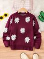 Casual & Cute Flower Detail Sweater For Teenage Girls