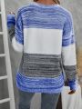 Women'S Color Block Drop Shoulder Sweater With Dropped Shoulder