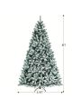 Costway 8ft Pre-lit Snow Flocked Hinged Christmas Tree w/1502 Tips & Metal Stand