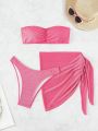 SHEIN Swim Y2GLAM Solid Color Strapless Swimsuit Set