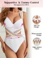 SHEIN DD+ Women'S Cutout One Piece Swimsuit With Weave Strap Detailing