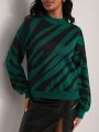 Meg Capaldi-Tallon Zebra Striped Pattern Drop Shoulder Sweater