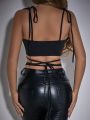 SHEIN BAE Black Bra Strap Women Vest New Year'S Vest Valentine's Day Vest