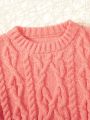 Tween Girl Cable Knit Drop Shoulder Sweater