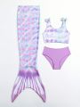 Little Girls' Mermaid Scale Printed Swimsuit Set