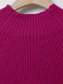 Women's Plus Size Solid Color Turtleneck Raglan Sleeve Loose Sweater Dress