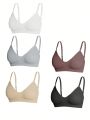 Women's Solid Color Bra Set (5 Pieces)