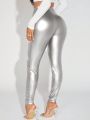SHEIN SXY Ladies' Metallic-looking Leggings