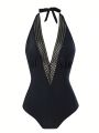 SHEIN Swim Chicsea Women's Halter Neck One-piece Swimsuit