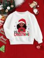 Young Girl Christmas Print Drop Shoulder Sweatshirt