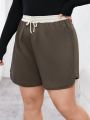 SHEIN Essnce Women's Plus Size Drawstring Waist Shorts