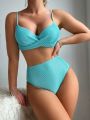 SHEIN Swim Vcay Solid Color Textured Swimsuit Set