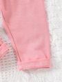 SHEIN 2pcs/Set Baby Girls' Casual Sports Simple & Comfortable Letter Detail Multi-Color Bottoms