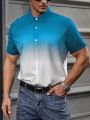 Extended Sizes Men's Gradual Change Short Sleeve Shirt