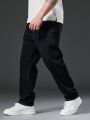 Men Plus Solid Straight Leg Jeans