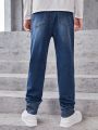 SHEIN Teen Boy Ripped Straight Leg Jeans