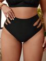 SHEIN Swim Y2GLAM Plus Size Women's Hollow Out Swimsuit Bikini Bottom