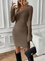 SHEIN Frenchy Bow Backless Sweater Dress