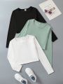 3pcs Teen Girl Solid Tee