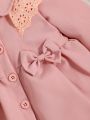 Baby Girls' Lace Patchwork Windproof Coat With Bow Decoration