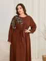 SHEIN Najma Plus Size Flower Pattern Belt For Arabic Clothing