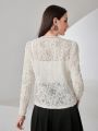 SHEIN Modely Lace V-Neck Long Sleeve Shirt