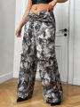 SHEIN ICON Plus Size Camouflage Waisted Fold Over Knee Cut Out Cargo Pants