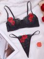 Lace Floral Embroidered Sexy Lingerie Set