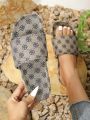 Women's Fashionable Thick Sole Floral Patterned Slipper For Outdoor Beach Wear
