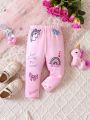 Baby Girl Unicorn & Slogan Graphic Pants