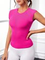 SHEIN Daily&Casual Solid Color Breathable Sports T-Shirt