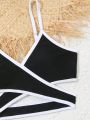 Boy'S Colorblock Swimsuit Bikini Wrap Top And Shorts Set