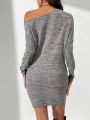 SHEIN Tall Women'S Asymmetric Collar Long Sleeves Dress