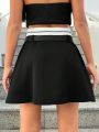 SHEIN Coolane Color Blocking High Waist A-Line Skirt