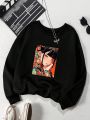 Plus Figure Graphic Thermal Lined Sweatshirt