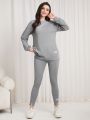 SHEIN Mulvari Round Neck Long Sleeve Top And Leggings Set