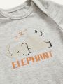 Cozy Cub Newborn Baby Boy Fun Animal Pattern Round Neck Short Sleeve Overlapping 2pcs/Set