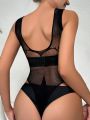 Hollow Out Fishnet Teddy Bodysuit Without Liner